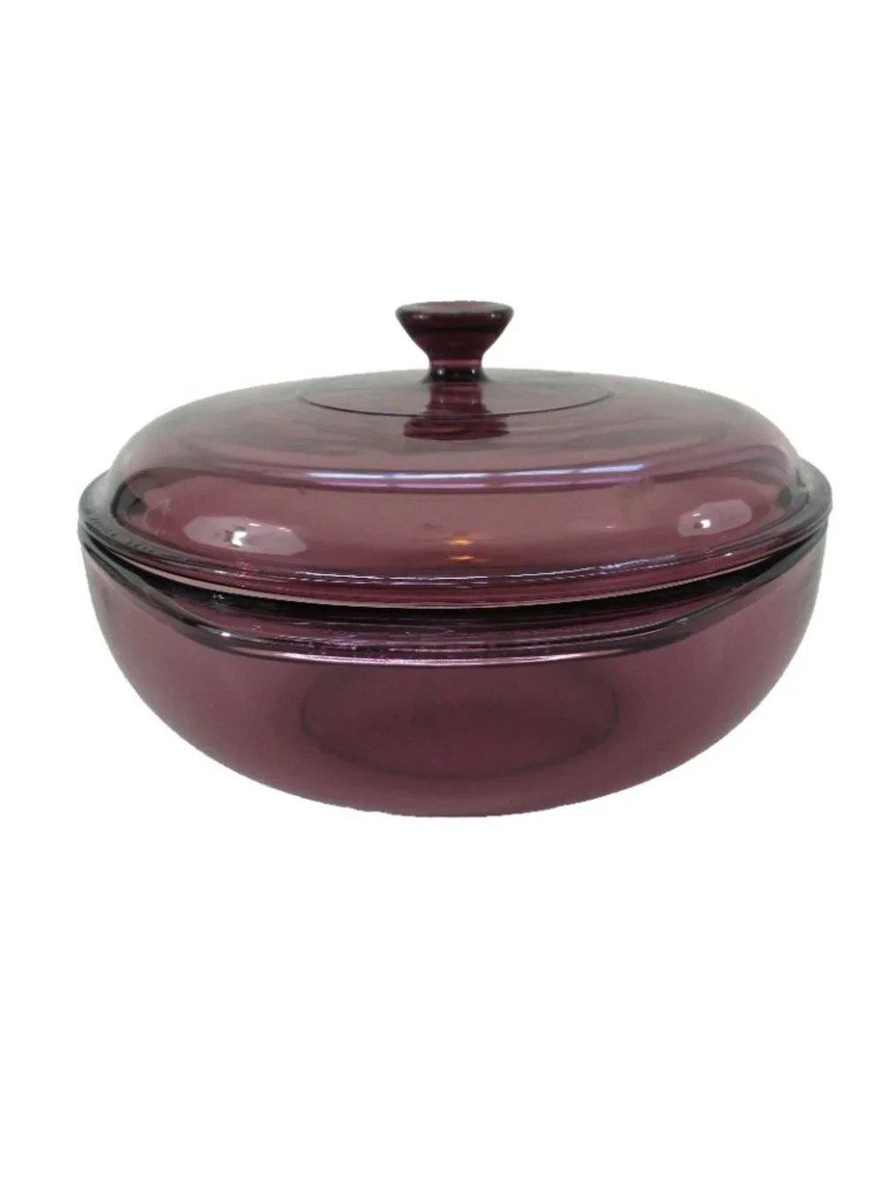 Vintage Pyrex Cranberry or Amethyst 2-Quart Round Covered Casserole Dish